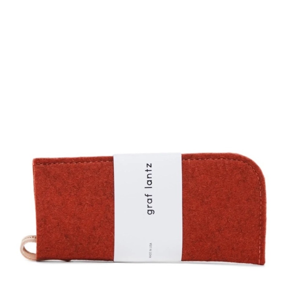 Graf Lantz Merino Wool Felt Eyeglass Sleeve Rust Orange Made in USA Minimalist